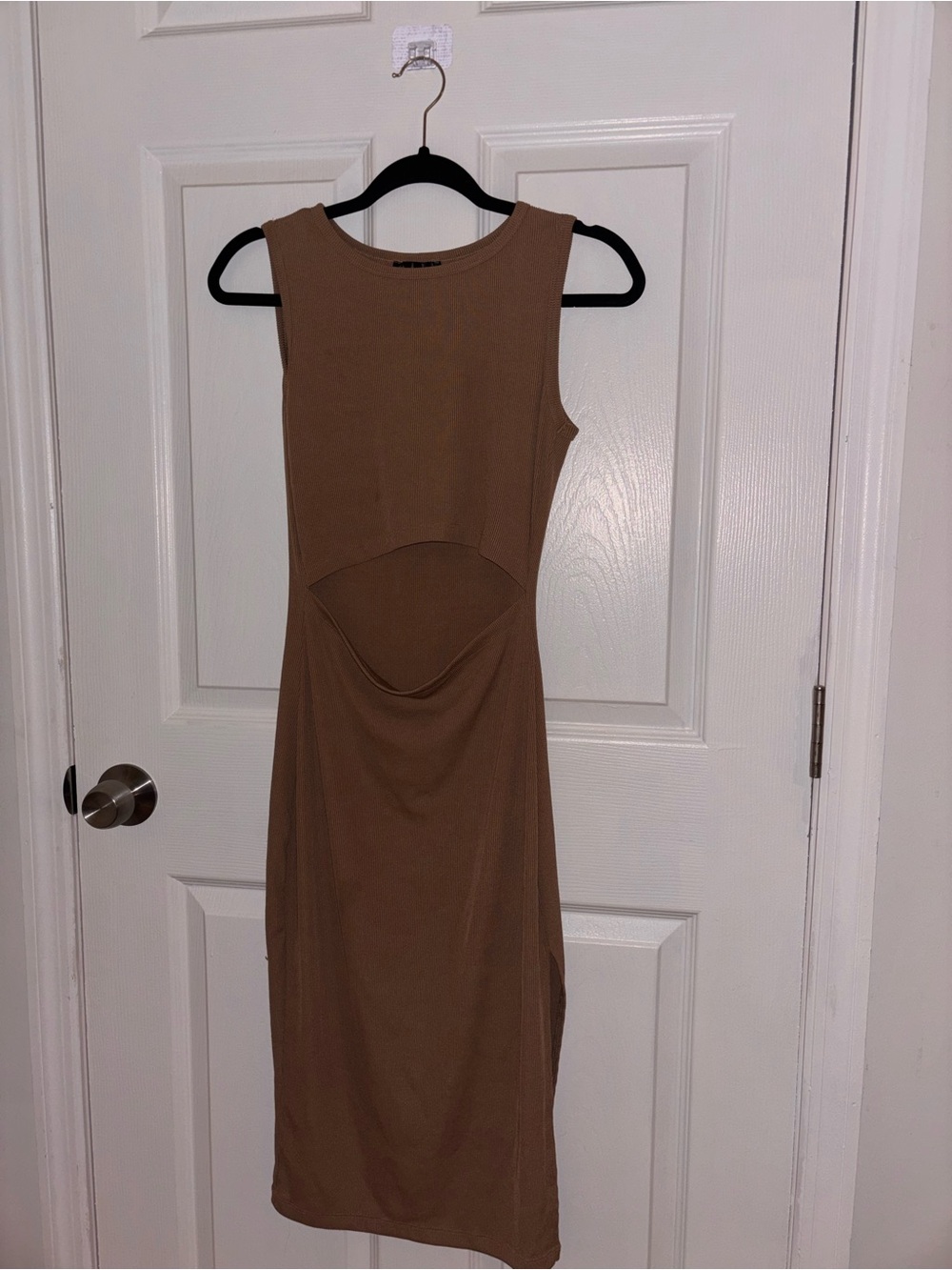 Sleeveless Cutout Midi Dress in Brown